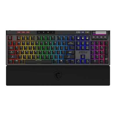 Клавиатура MSI STRIKE Pro W Silent механическая серый/черный USB беспроводная BT/Radio Multimedia for gamer LED (подставка для запястий) (S11-43RU210-CLA) кабель 2м