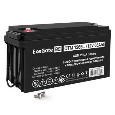 Аккумуляторная батарея ExeGate DTM 1265L (12V 65Ah, болт М6)