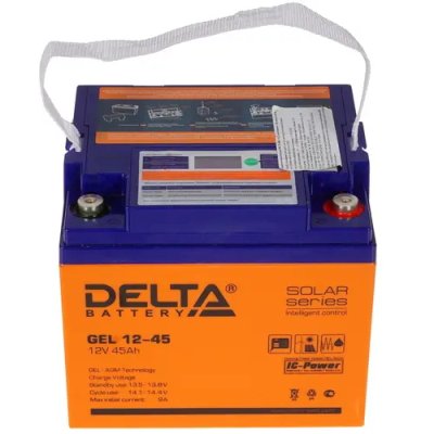 Аккумуляторная батарея Delta GEL 12-45 напряжение 12В, емкость 45А·ч (196х166х173мм)
