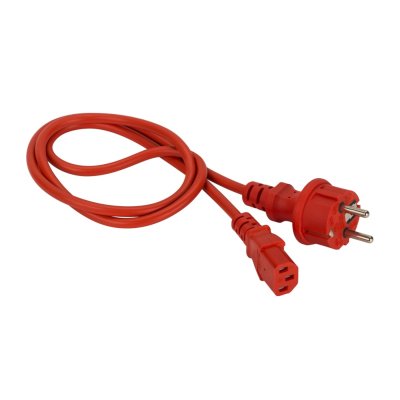 Шнур питания Lanmaster C13-Schuko прямая, 3х0.75, 220В, 10А, красный, 2 метра