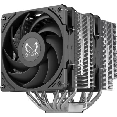 Кулер для процессора/ CPU Cooler Scythe Magoroku (280W, 4-pin PWM, 155mm, Al/Cu, 6x6mm, 2x120mm, 60.29CFM, 26.88dBA, 2000RPM, S: 1851/1700/1200/115X, AM5/AM4, silver, black)