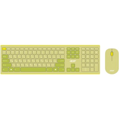 Комплект клавиатура + мышь Acer OCC205 беспроводной USB, 1200 dpi, зеленый/желтый