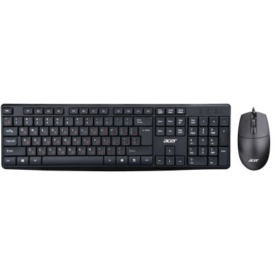 Комплект клавиатура+мышь Acer OMW141 проводной, USB, 1200 DPI, чёрный