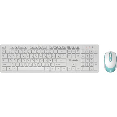 Клавиатура + мышь Defender Auckland C-987 клав:белый мышь:белый USB беспроводная Multimedia (45987)