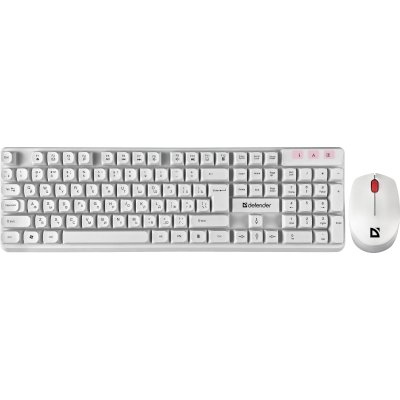 Клавиатура + мышь Defender Milan C-992 клав:белый мышь:белый/красный USB беспроводная Multimedia (45