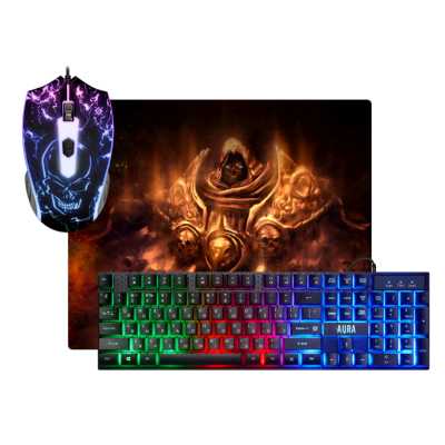 Клавиатура + мышь Defender Aura MKP-117 клав:черный мышь:черный USB slim LED (52117)
