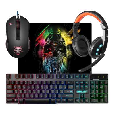 Комплект клавиатура+мышь Defender Singularity MKP-118 проводной, USB, 3200 DPI, чёрный
