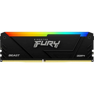 Оперативная память Kingston Fury Beast, DDR4, 32GB (1x32GB), 3200MHz, CL16, DIMM, с радиатором, RGB, черный