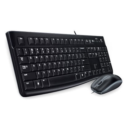 Комплект клавиатура+мышь Logitech MK120 проводной, USB, 1000 DPI, чёрный(заводская гравировка)