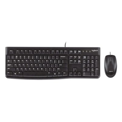 Комплект клавиатура+мышь Logitech MK120 проводной, USB, 1000 DPI, чёрный (неоригинальная гравировка)
