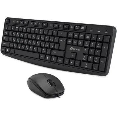 Комплект клавиатура+мышь Oklick S603 проводной, USB, 1200 DPI, чёрный
