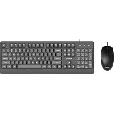 Комплект клавиатура+мышь Philips SPT6247 проводной, USB, 1600 DPI, чёрный