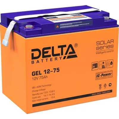 Аккумуляторная батарея Delta GEL 12-75 напряжение 12В, емкость 75А·ч (260х168х219мм)
