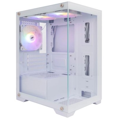 Корпус 1STPLAYER Mi2-WH-3F1-W белый без БП боковая панель из закаленного стекла USB3.0 USB2.0 HD audio