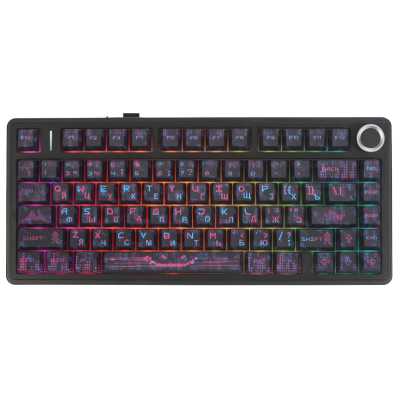 Игровая клавиатура/ Беспроводная механическая клавиатура AULA F75 Чёрный Neonight Бесшумные Cotton Candy свитчи РУС (Bluetooth, 2.4 Гц)