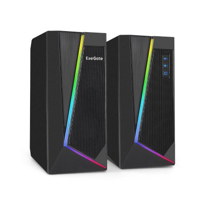 Акустическая система 2.0 ExeGate EX289688RUS Accord 240 (питание USB, 2х3Вт (6Вт RMS), 60-20000Гц, черный, RGb подсветка)