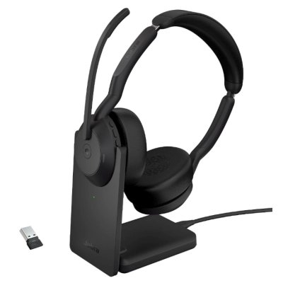 Гарнитура Jabra Evolve2 55 чёрный, беспроводная, Bluetooth, до 18 ч + стойка
