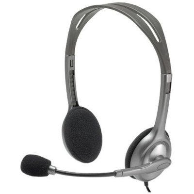 Гарнитура Logitech H110 серебристый, проводная, 3.5 мм