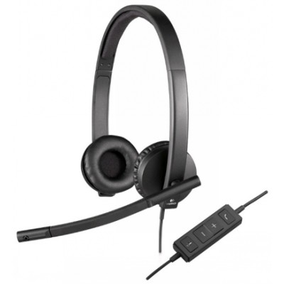 Наушники с микрофоном Logitech H570e черный 1.9м накладные USB оголовье (981-000575)