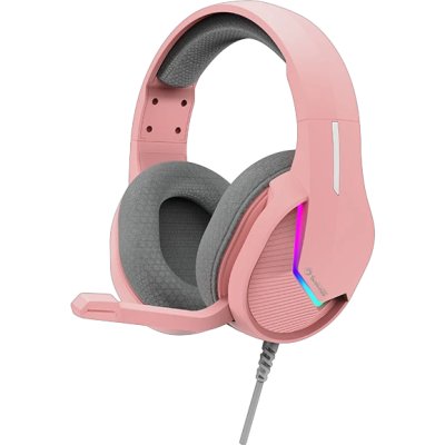 Гарнитура Marvo H8618 Tactic 40 розовый, проводная, USB, микрофон с шумоподавлением, RGB-подсветка