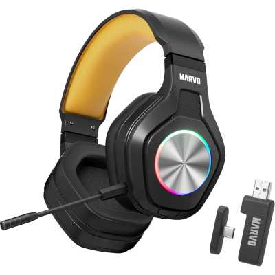 Гарнитура MARVO HG9084 Pulz 80 чёрный, проводная, USB, подсветка