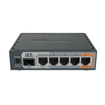 Маршрутизатор PoE MikroTik RB760iGS2 ядра (880 МГц), 5х 1G RJ45, SFP, USB, MicroSD, раздача PoE (HEX S)