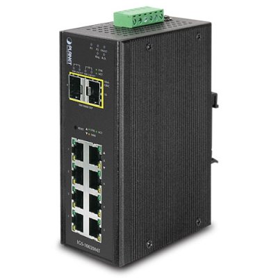 Коммутатор IGS-10020MT индустриальный управляемый коммутатор IP30 Industrial 8* 1000TP + 2* 100/1000F SFP Full Managed Ethernet Switch (-40 to 75 degree C), 1588