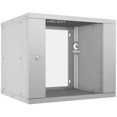 Шкаф коммутационный Cabeus (WSC-05D-9U55/45) настенный 9U 550x450мм пер.дв.стекл 30кг серый 340мм 14кг 220град. 450мм IP20 сталь