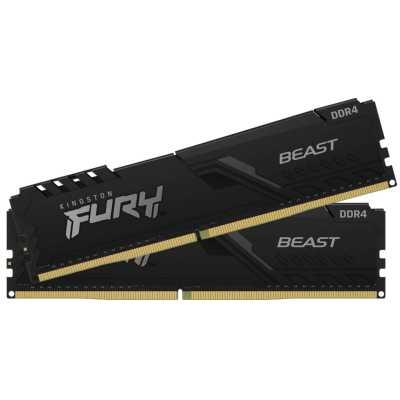 Оперативная память Kingston Fury Beast, DDR4, 32GB (2x16GB), 3200MHz, CL16, DIMM, с радиатором, черный