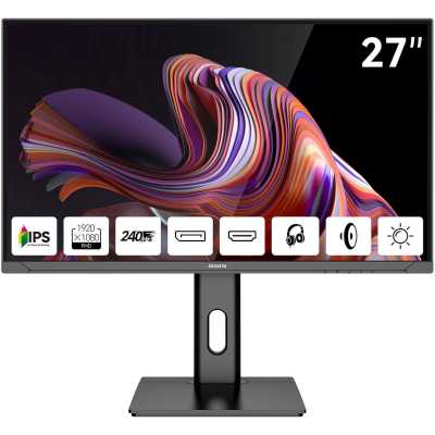 Монитор 27" Aiwa MD2711 IPS 1920x1080, 240 Гц, 1 мс, 16:9, 300 кд/м², 2xHDMI 2.0, 2xDP 1.2, 3.5 Jack, динамики (2x3 Вт), FreeSync, G-Sync, черный