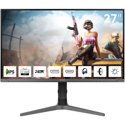 Монитор 27" Aiwa MD2715 IPS 2560x1440, 240 Гц, 1 мс, 16:9, 350 кд/м², 2xHDMI 2.0, 2xDP 1.4, 3.5 Jack, динамики (2x3 Вт), FreeSync, G-Sync, черный