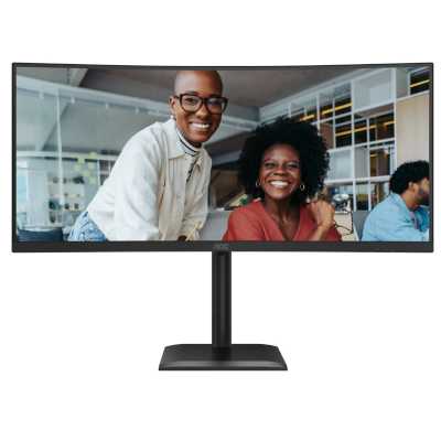 Монитор AOC 34" CU34E4CV 1500R, 21:9, VA, UWQHD, 4ms, 350cd, HDMI, DP, USB, USB-C, LAN, SPK, HAS