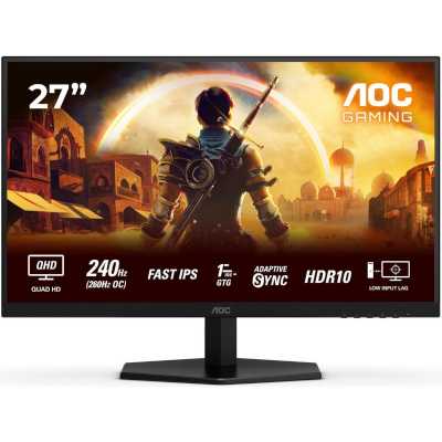 Монитор 27" AOC Q27G42ZE Fast IPS 2560x1440, 240 Гц, 0.3 мс, 16:9, 300 кд/м², HDMI 2.0, DP 1.4, 3.5 Jack, Adaptive-Sync, HDR10, черный