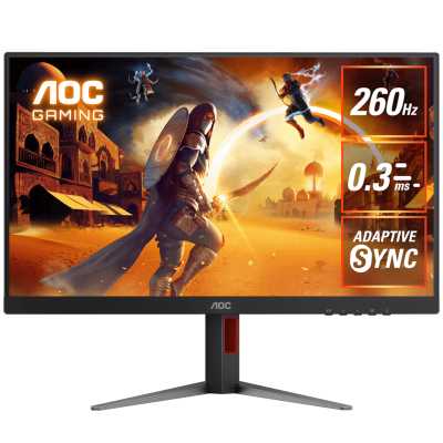 Монитор 27" AOC Q27G4Z IPS 2560x1440, 260 Гц, 1 мс, 16:9, 350 кд/м², HDMI 2.0, DP 1.4, 3.5 Jack, FreeSync, Flicker-Free, VESA 100x100, черный/красный