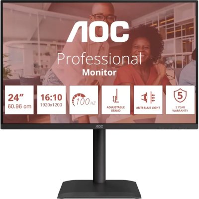 Монитор 24" AOC X24E4U черный IPS LED 4ms 16:9 HDMI M/M матовая HAS Piv 300cd 178гр/178гр 1920x1200 100Hz VGA DP FHD USB 5.22кг