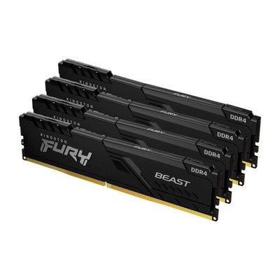 Оперативная память Kingston Fury Beast, DDR4, 32Gb (4x8GB), 3200MHz, CL16, DIMM, с радиатором, черный