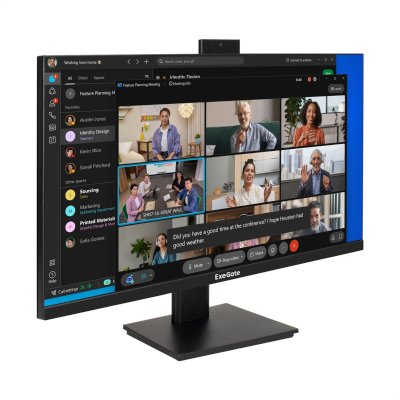 Монитор со встроенной веб-камерой и аудио выходом 27" WQHD 165Гц ExeGate SuperView EA2707A (IPS LED Grade A+, 2560x1440@165Гц (WQHD), 16:9, 250cd/m2, 1000:1, 178°/178°, 1ms, 2xHDMI2.0, DisplayPort, USB (для подключения веб-камеры) + USB (для зарядки), aud