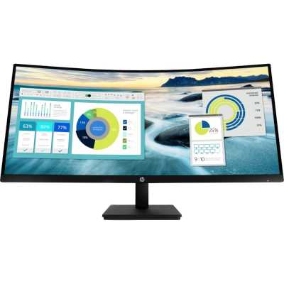 Монитор 34" HP P34hc G4 VA 3440x1440, 60 Гц, 5 мс, изогнутый экран (1500R), 21:9, 250 кд/м², HDMI, DP, USB-C, USB Hub (4x USB 3.2), 3.5 Jack, динамики (2x3 Вт), KVM, черный