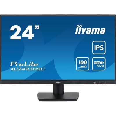 Монитор 23.8" Iiyama ProLite XU2493HSU-B7 IPS 1920x1080, 100 Гц, 1 мс, 16:9, 300 кд/м², HDMI 1.4, DP 1.2, 3.5 Jack, USB Hub (2x USB 2.0), динамики (2x2 Вт), Adaptive-Sync, черный