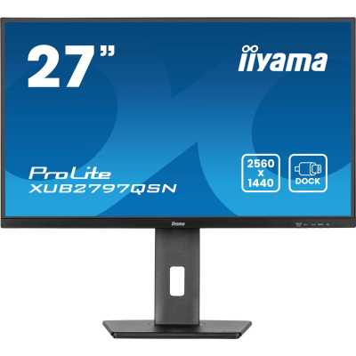 Монитор 27" Iiyama ProLite XUB2797QSN-B2 IPS 2560x1440, 100 Гц, 1 мс, 16:9, 300 кд/м², HDMI 2.0, DP 1.4, 3.5 Jack, USB-C (65 Вт), USB Hub (3x USB 3.0), Ethernet, динамики (2x2 Вт), Adaptive-Sync, черный