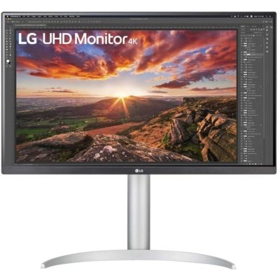 Монитор 27" LG UltraFine 27UP850K-W IPS 3840x2160, 60 Гц, 5 мс, 16:9, 400 кд/м², 2xHDMI 2.0, DP 1.4, USB-C, USB Hub (2x USB 3.0), 3.5 Jack, FreeSync, черный/серебристый