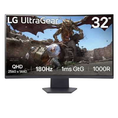 Монитор 31.5" LG UltraGear 32GS60QC-B VA 2560x1440, 180 Гц, 1 мс, 16:9, 300 кд/м², 2xHDMI, 1xDP, черный