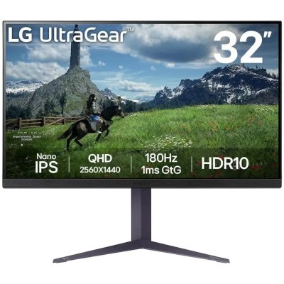Монитор 31.5" LG UltraGear 32GS85Q-B IPS 2560x1440, 180 Гц, 1 мс, 16:9, 350 кд/м2, 2xHDMI, 1хDP, 1x3.5 мм, черный
