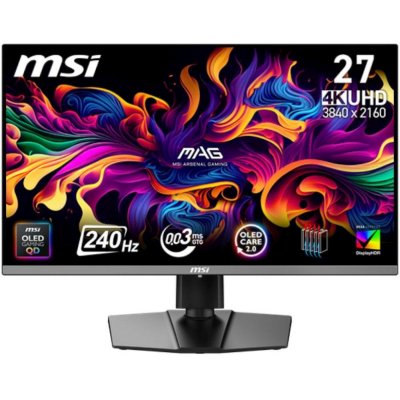Монитор 26.5" MSI MAG 272UP QD-OLED X24 QD-OLED 3840x2160, 240 Гц, 0.03 мс, 16:9, 1000 кд/м², DP 1.4a, HDMI 2.1 x2, USB-C, 3.5 Jack, HDR10, DisplayHDR True Black 400, Adaptive-Sync, черный