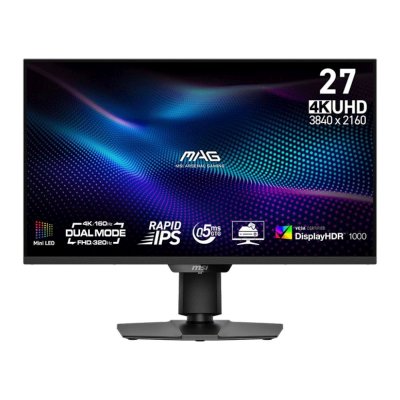 Монитор 27" MSI MAG 274UPDF E16M Rapid IPS 3840x2160, 160 Гц, 0.5 мс, 16:9, 400 кд/м², 2xHDMI 2.1, DP 1.4a, USB-C (15 Вт), 3.5 Jack, HDR10, Adaptive-Sync, черный