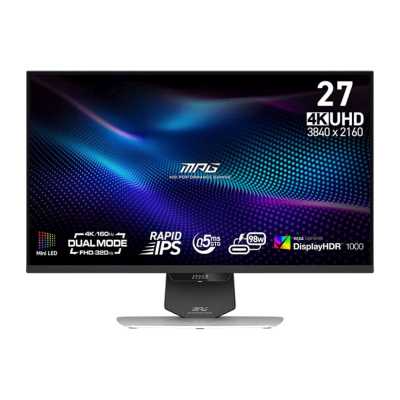 Монитор 27" MSI MPG 274URDFW E16M Rapid IPS 3840x2160, 160 Гц, 0.5 мс, 16:9, 400 кд/м², 2xHDMI 2.1, DP 1.4a, USB-C (98 Вт), 3.5 Jack, USB Hub (2x USB), Adaptive-Sync, белый