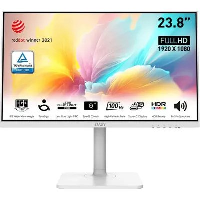 Монитор 23.8" MSI Modern MD2412PW IPS 1920x1080, 100 Гц, 4 мс, 16:9, 300 кд/м2, 1xHDMI, 1xUSB-C, 1x3.5 мм, белый