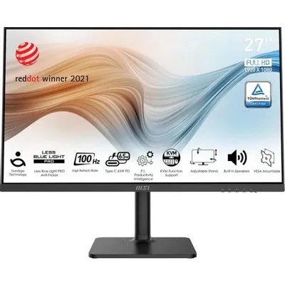 Монитор 27" MSI Modern MD272XP IPS 1920x1080, 100 Гц, 4 мс, 16:9, 300 кд/м2, 1xHDMI, 1xDP, 1xUSB-C, 1x3.5 мм, черный