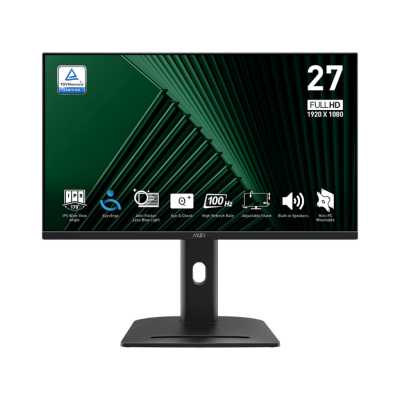 Монитор 27" MSI Pro MP275PG IPS 1920x1080, 100 Гц, 4 мс, 16:9, 300 кд/м², HDMI 1.4b, DP 1.2a, VGA, 3.5 мм, (2x2 Вт), Tilt, Swivel, Height, Pivot, черный