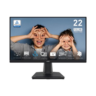 Монитор 21.5" MSI Pro MP225 IPS 1920x1080, 100 Гц, 1 мс, 16:9, 250 кд/м2, 1xHDMI, 1x3.5 мм, черный
